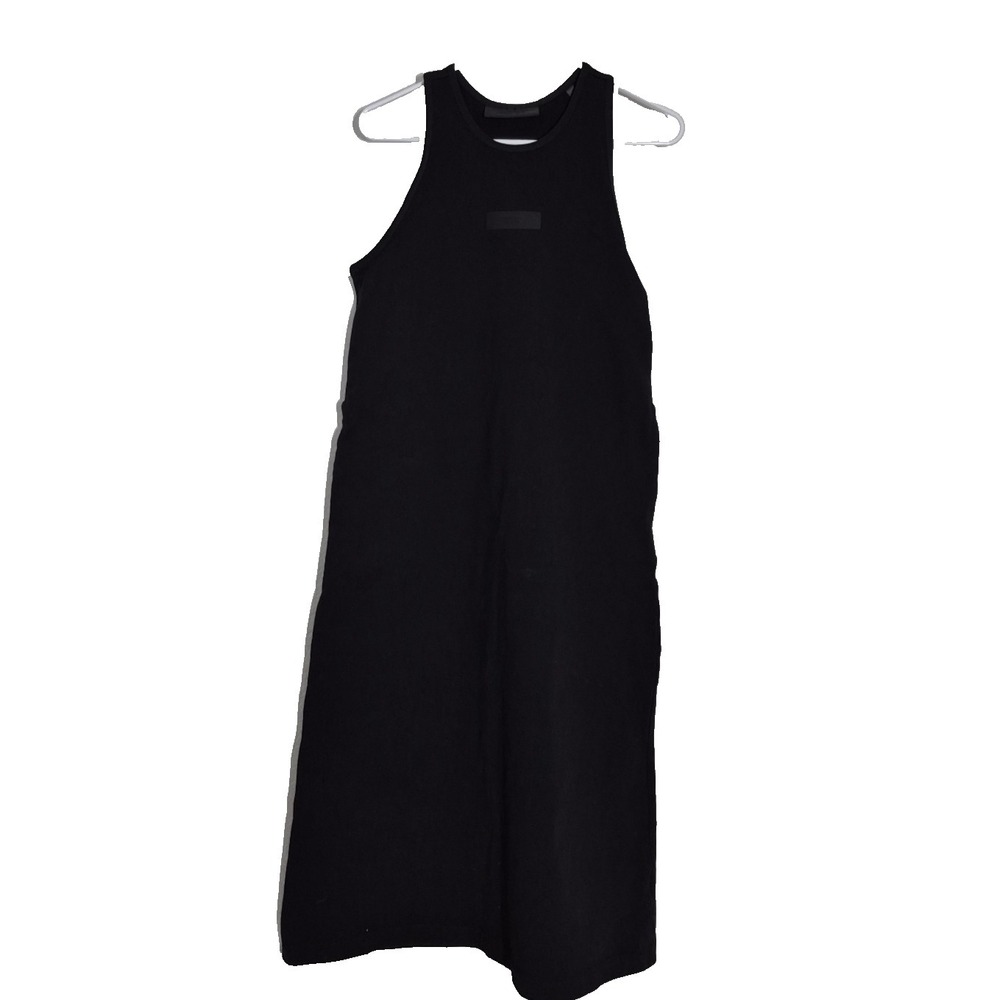 Fear of God Essentials Tank Dress Womens S Black Sleevless Maxi Dress Pockets